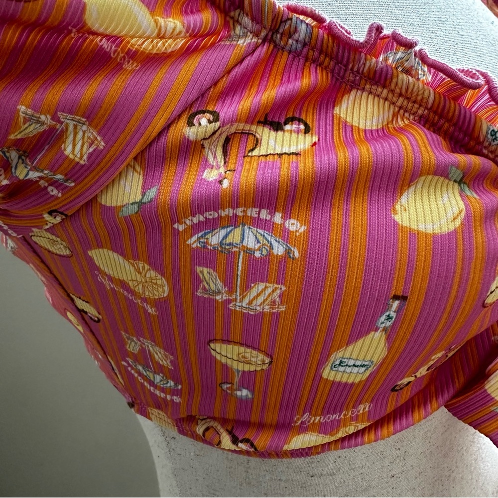 Women’s Pink Floral Tie-Front Bikini Top - Picture 4 of 7